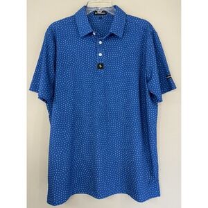 BYRDGANG Golf‎ Polo Shirt Men's Medium Performance Polka Dot Short Sleeve